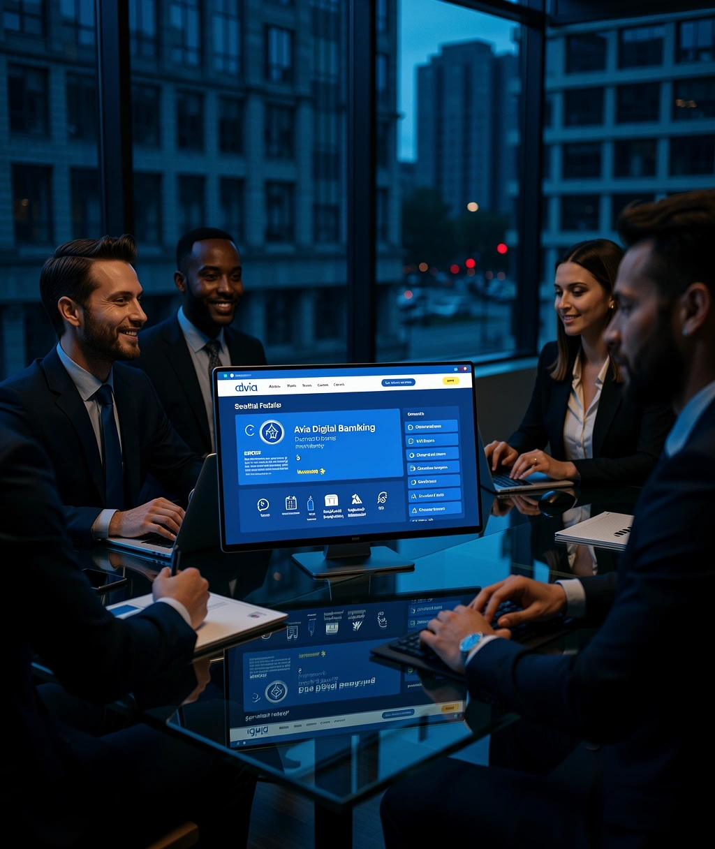 Advia digital banking interface in a professional setting